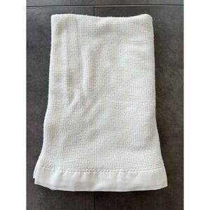Vintage J.E. Morgan Cozy Baby Blanket Waffle Weave Satin Trim 49 x 38